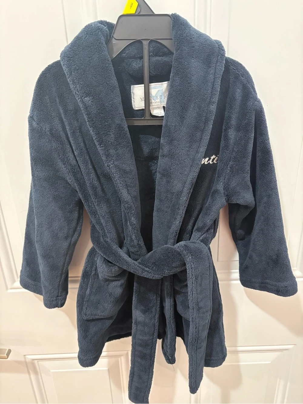 Kids’ Majestic International Fleece Bathrobe – Navy Blue